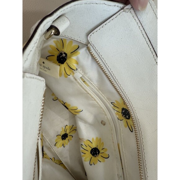 Kate Spade Cedar Street Straw Medium Tote Bag White Straps h - Picture 13 of 14